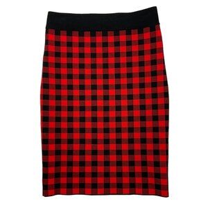Ronny Kobo Kelda Skirt S Red Black Plaid Knit Mini Pencil Revolve Fall Fashion